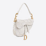 Dior Saddle Bag White Camouflage Embroidery M0446CWAH M879