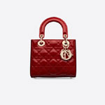 Small Lady Dior Bag Cherry Red Patent Cannage Calf M0531OWCB M323