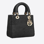 Dior Medium Lady D-Lite Bag Black Cannage Embroidery M0565OREY M989