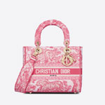 Dior Medium Lady D Lite Bag Peony Pink Jouy Embroidery M0565OTDT M75E