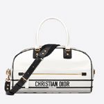 Medium Dior Vibe Zip Bowling Bag White Smooth Calfskin M6202OOBR M879