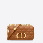 Small Dior Caro Bag Cognac Colored Supple Cannage Calfskin M9241UWHC M44M