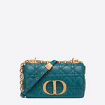 Small Dior Caro Bag Deep Ocean Blue Supple Cannage Calfskin M9241UWHC M97B