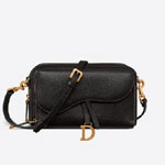 Dior Saddle Double Pouch Black Goatskin S5668CCEH M900