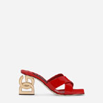 DG Polished calfskin mules with 3.5 heel in Red CR1377A10378M307