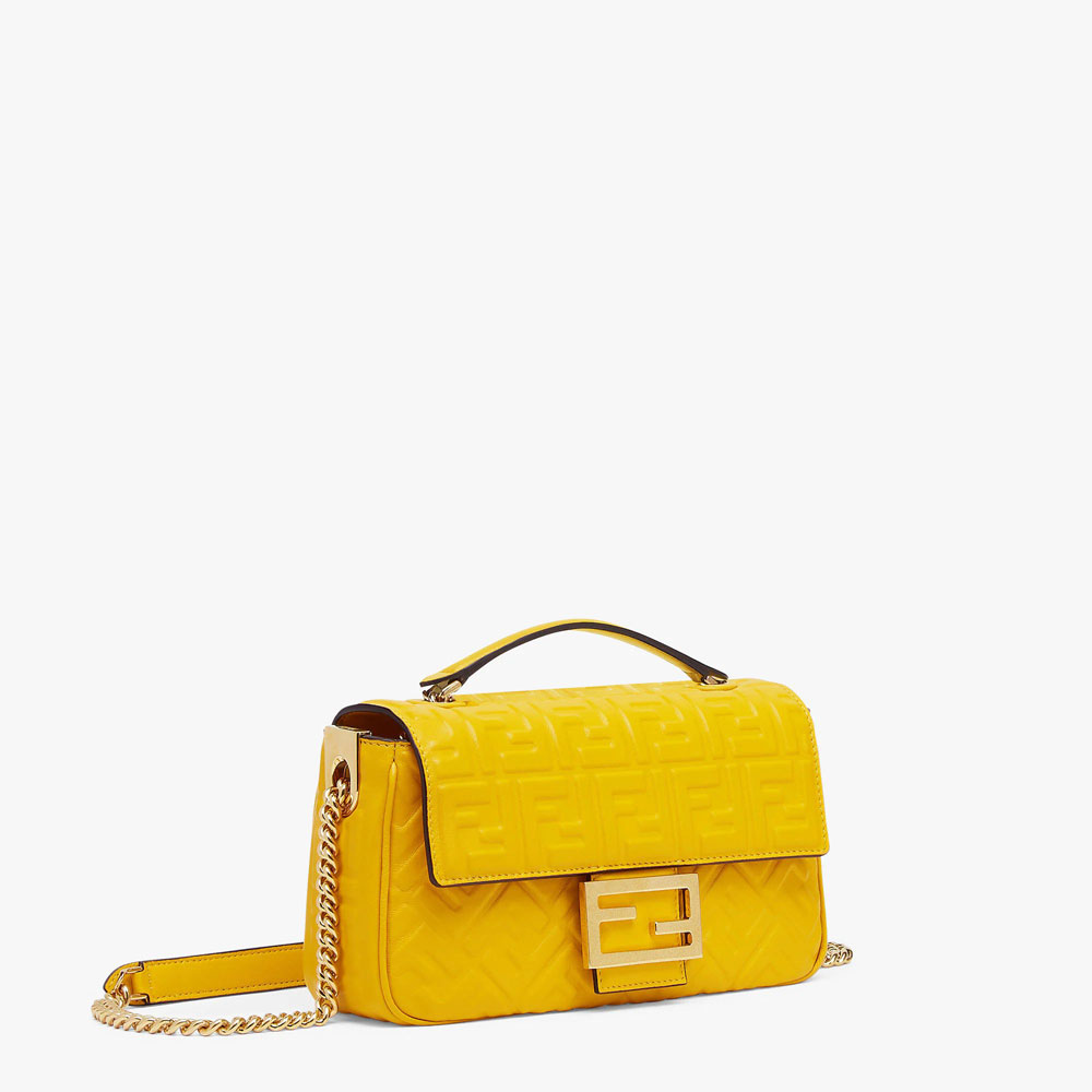 Fendi Baguette Chain Midi Yellow nappa leather bag 8BR793AH9CF1E8V