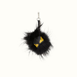 Fendi bag bug in black fur with yellow eyes 7AR386X4QF0WAD