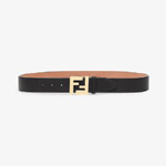 Fendi Black Cuoio Romano Leather Belt 7C0403 SFR F0KUR
