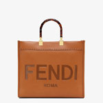 Fendi Sunshine Medium Brown Leather Shopper 8BH386 ABVL F0PWZ