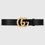 Gucci GG Marmont leather belt shiny buckle 406831 0YA0G 1000
