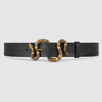Gucci Leather belt with snake buckle 458935 CVE0T 1000