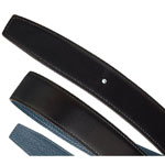 Hermes 32mm mens leather strap in black Prussian blue box togo calfskin H066075CAAG