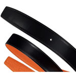 Hermes 32mm mens leather strap in black orange box togo calfskin H066075CAAH