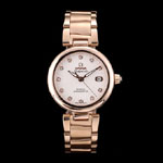 Omega DeVille Ladymatic Rose Gold Stainless Steel Strap White Dial OMG6435