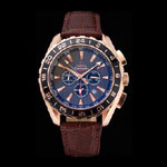 Omega Seamaster Aqua Terra Chrono GMT Teak-Grey Dial Brown Leather Bracelet OMG6469