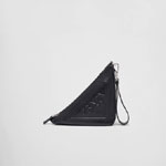 Black Leather Prada Triangle pouch 1NE039 2BYA F0002