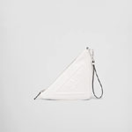 White Leather Prada Triangle pouch 1NE039 2BYA F0009