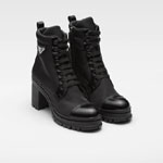 Prada Brushed leather and nylon laced booties 1T708M 3LFU F0002