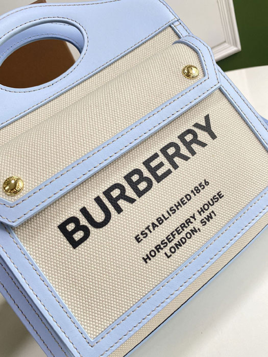 Burberry Mini Two tone Canvas and Leather Pocket Bag 80434931 review image #2