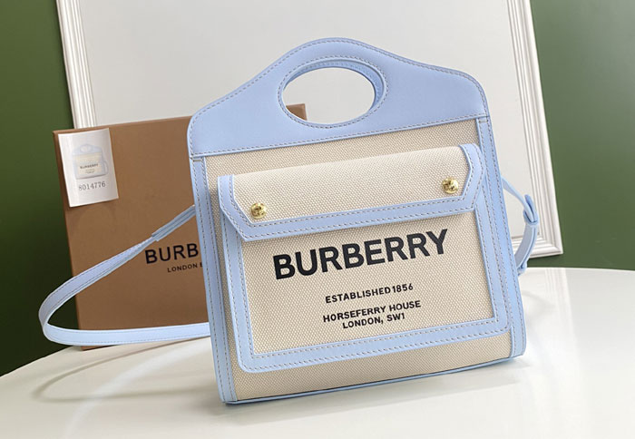 Burberry Mini Two tone Canvas and Leather Pocket Bag 80434931 review image #1