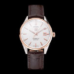 Swiss Tag Heuer Carrera Calibre 5 White Dial Rose Gold Case Brown Leather Strap TG6714