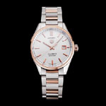 Swiss Tag Heuer Carrera Calibre 5 White Dial Rose Gold Case Two Tone Bracelet TG6717