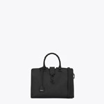 Saint Laurent Small Cabas Ysl Bag In Black And Dove White Leather 45324775PM