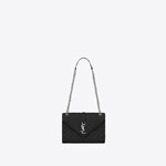YSL Envelope Medium Bag In Grain De Poudre Leather 487206 BOW92 1000